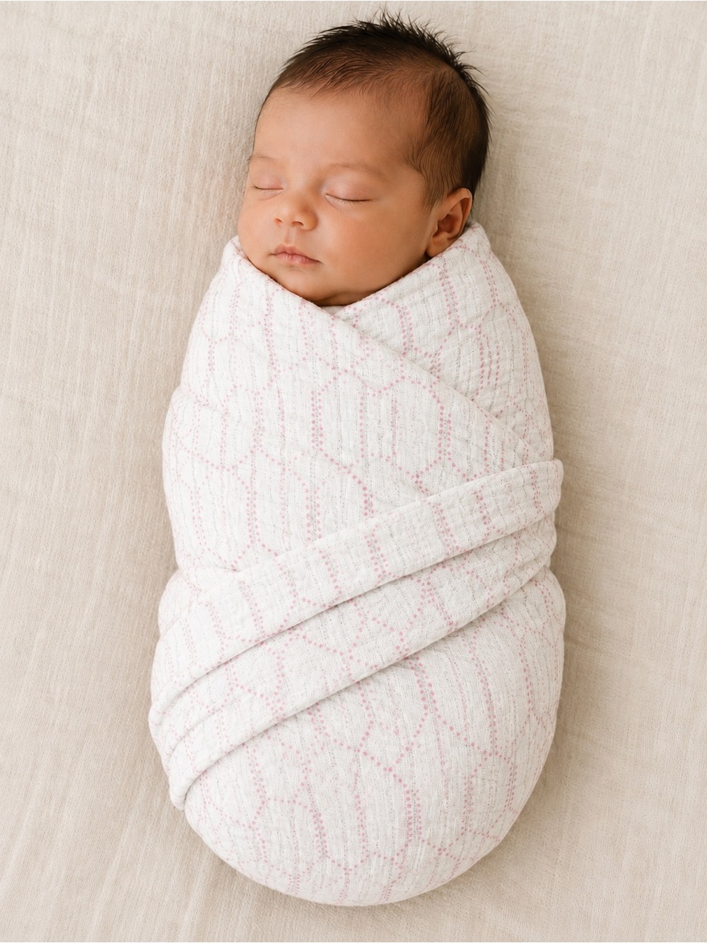 aden + anais White and Pink Geometric Bamboo Swaddle